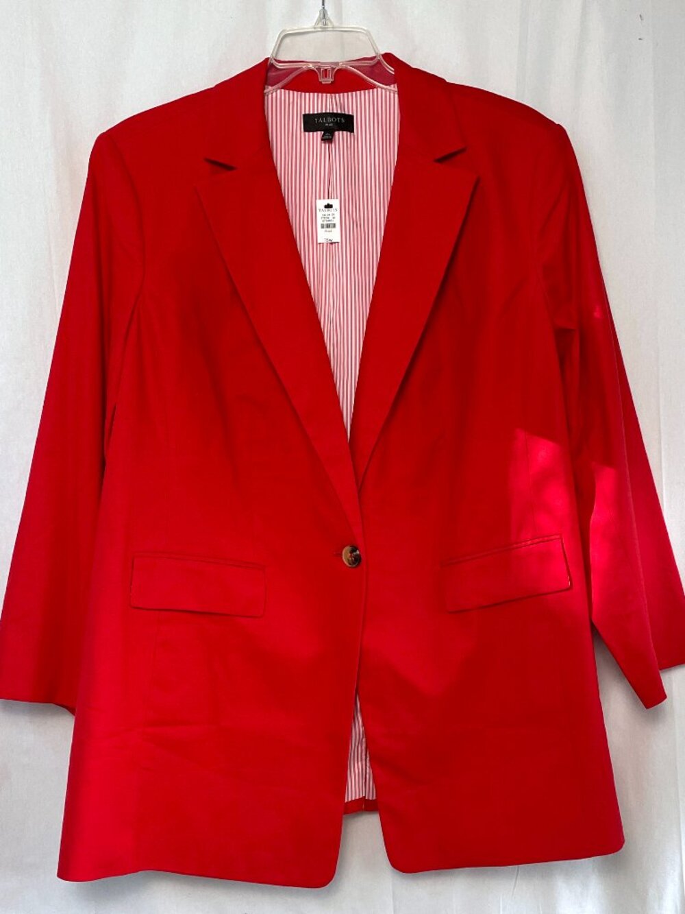 NWT Talbots Red Structured Blazer with Striped Lining - Plus Size 18W